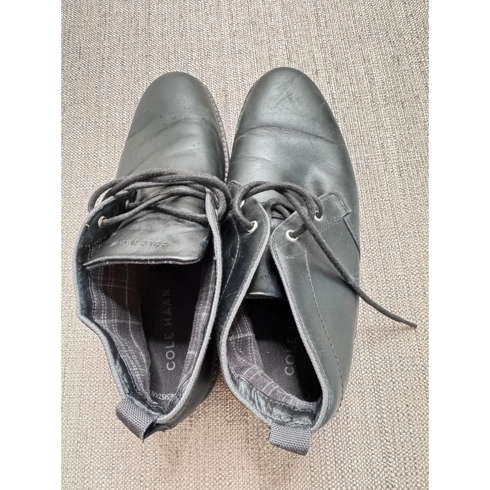 Cole Haan Mens Black Leather Water Resistant Chukka Boots C37597 Size 8.5 M